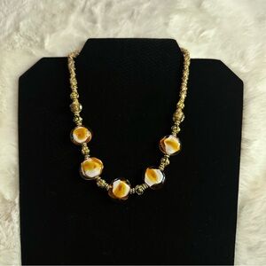 Fashion Gold and Brown Beaded Necklace